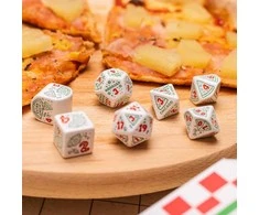 Žaidimų Kauliukų Rinkinys - Q WORKSHOP Pica Pepperoni 7 Kauliukai D4-D100 Balti