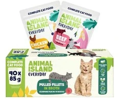 Drėgnas Kačių Maistas - Animal Island Everyday Jautienos ir Vištienos Filė 40 x 85g