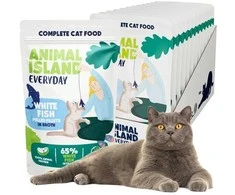 Drėgnas Kačių Maistas - Animal Island Kasdieniai Baltos Žuvies Filė 12 x 85g