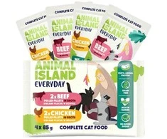 Drėgnas Kačių Maistas - Animal Island Kasdienis Vištienos ir Jautienos Filė 4x85g