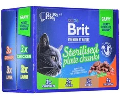 Drėgnas Kačių Maistas - Brit Premium Sterilizuotoms 12x100g