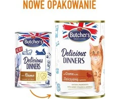 Butcher's Mėsininko skanūs vakarienės gabaliukai su elniena želė - šlapias kačių maistas - 400g