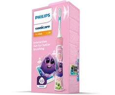 Elektrinis dantų šepetėlis - Philips Sonicare For Kids HX6352/42 su Bluetooth, 2 Režimai, 2 Šepetėlių Galvutės, Lipdukai, Rožinė
