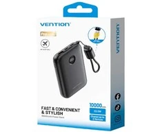 Vention 10000mAh Powerbank 2xUSB-C 1xUSB-A 22.5W, juodas
