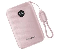 Vention 10000mAh 2 x USB-C 1 x USB-A su ekranu 22,5 W rožinė