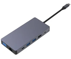 Extra Digital Adapteris - Papildomas skaitmeninis USB Type-C hubas 2x HDMI, VGA, LAN, 3x USB-A, SD, TF, PD100W