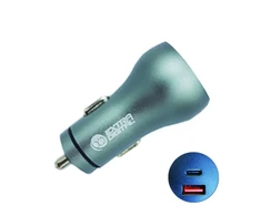 Extra Digital Automobilio Įkroviklis - Papildomas Skaitmeninis USB 3.0+ Type C 36W QC3.0 PD Titaninė Pilka