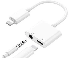 Extra Digital Dvigubas adapteris iPhone Lightning - 3.5 mm ausinėms ir krovikliui
