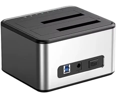 Extra Digital Dvigubos dokavimo stotelės - Papildoma skaitmeninė dviguba SSD/HDD dokas, 20TB palaikymas, USB-B