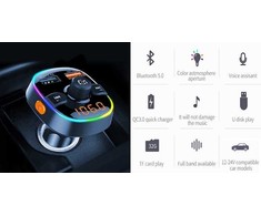 Extra Digital FM moduliatorius automobiliui BC52LQ (RGB LED, QC 3.0, micro SD, laisvų rankų įranga)