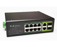 Extra Digital Industrinis PoE šakotuvas 100Mbps 8portų+2G uplink RJ45 arba SFP portai, -40 °C, IEEE802.3af/at