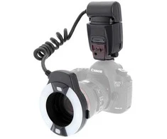 Fotoaparato blykstė - Meike MK 14EXT Macro Ring Flash, dual tubes, 8 adapterių, juoda