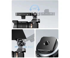Fotoaparato priedas - UURIG R015 Mini 3D Kamuolinis Galva, 1/4 colio Sriegis, 3kg Apkrova