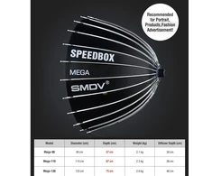 Fotoaparato softboksas - SMDV Speedbox Mega 130 Deep 133 cm sidabrinis su „Bowens“ jungtimi
