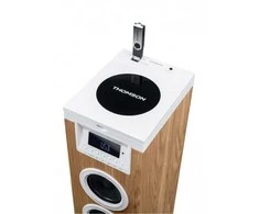 Kompiuterio kolonėlės Garsiakalbių Sistema - Thomson Sound Tower 60W CD USB SD Radijas Aux Nuotolinio Valdymo Pultas, Medinis, Baltas.