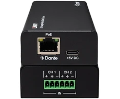 Garso Kodavimo Įrenginys - Lindy 2ch Analoginis Garso į Dante® Kodavimo Įrenginys, 96kHz, RJ45 Išėjimas, Juodas