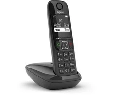 Belaidis Telefonas - Gigaset AS690 Didelis Ekranas, 100 Telefonų Įrašų, Juodas