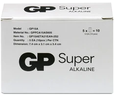 GP Battery GP Baterija Baterija - GP Super Alkaline LR6 10-Pakuotė Su Patobulinta Nuotėkio Apsauga Juoda