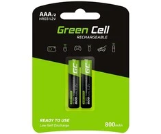 Green Cell Žalias Cell Įkraunama Baterija - Žalias Cell GR08 AAA NiMH 800mAh 2-vnt.