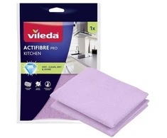 Vileda Ultramax Box flat mop with kitchen set | 1 pair of Universal gloves + 1 Actifibre Pro kitchen cloth