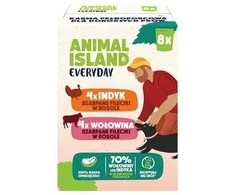 ANIMAL ISLAND kalakutiena / jautiena Fillets in broth – drėgnas ėdalas šunims – 8x150g