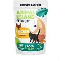 Gyvūnų maistas - ANIMAL ISLAND Vištiena sultinyje drėgnas kačių maistas 40x85g