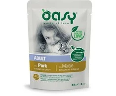 Gyvūnų maistas - Oasy Chunks in Gravy Pork 85g Be glitimo, be sojos