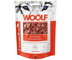 Gyvūnų Užkandis - WOOLF Lašišos Gabaliukai 100g Be Glitimo Aukštos Baltyminės Vertės