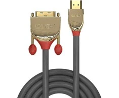 HDMI Laidas - LINDY Gold Line HDMI į DVI-D, M/M, 1920x1200@60Hz, 1 m, Pilkas