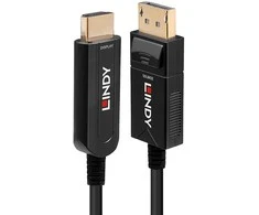 HDMI Laidas - LINDY Šviesolaidinis DisplayPort 1.2 į HDMI 18G Laidas, 40 m, Juodas