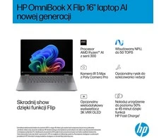 Hewlett Packard (HP) HP OmniBook X Flip 16-ar0016nw Ryzen AI 5 340 16.0"2K Touch OLED IPS 300nits AG 16GB LPDDR5X SSD1TB Radeon 840M Cam 5MPx + IR 68Wh Win11 Meteor Sidabrinis 2Y