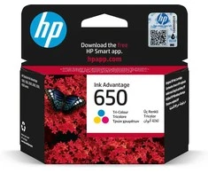 Hewlett Packard (HP) „HP 650“ trispalvė originali rašalo „Advantage“ kasetė (200 puslapių)