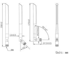 Hismart 5G NR antena, 617~960/1710~2690/3300~3800MHz, 3dBi, 18cm