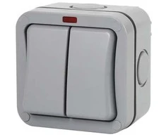 Hismart Elektros Jungiklis - Atsparus Orui 2 Gang IP66 250V 16A