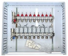 Hismart Šildymo Kolektorius - 9 Kilpos su Termoaktuatoriais NC AC230V 745x645x118mm