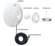 Hismart Tinklo Antena - 5G LTE CBRS 2x2 MIMO Lėkštė 1.7-4.2GHz 2x 12dBi IP67