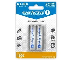 Įkraunamos Baterijos - EverActive Ni-MH R6 AA 2000 mAh Sidabrinės - 2 vnt.