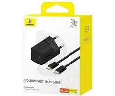 Baseus GaN5 30W su kablem 100W USB-C do USB-C - juoda