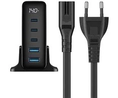 Havit UCLE004 EU - GaN penkių prievadų kelioninis įkroviklis 140 W, juodas