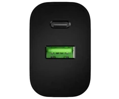 WALL CHARGER NATEC RIBERA 1X USB-A + 1X USB-C 20W Juodas