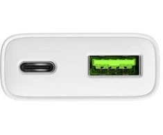NATEC RIBERA GAN SLIM MAINS CHARGER 1× USB-A + 1× USB-C 20W Baltas