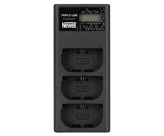 Įkroviklis - Newell CD-USB-C Trijų Kanalų Įkroviklis Canon LP-E6 Baterijoms USB-C, Micro USB, Juodas