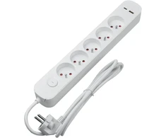 Ilgintuvas - DPM 5 Lizdų Su USB-A Ir USB-C, 1,5 M, Baltas