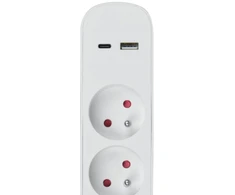 Ilgintuvas - DPM 5 Lizdų Su USB-A Ir USB-C, 1,5 M, Baltas