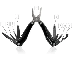 Įrankis - EverActive Multitool 9 Funkcijos, Nerūdijantis Plienas, 10.5 x 4.5 x 2.3 cm, Juoda