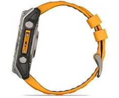 Išmanusis laikrodis Garmin Fenix 8 – 51 mm, AMOLED Sapphire, Iš titano su oranžiniu / grafito spalvos silikoniniu dirželiu