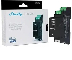 Išmanusis relė - Shelly Wave Pro 2PM LR Z-Wave DIN bėgio valdiklis 16A 240V