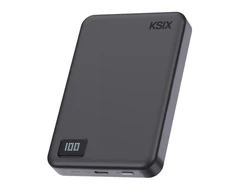 Išorinė Baterija - KSIX MagSlim 10 000 mAh 15 W USB-C PD 20 W Juoda