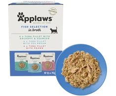 APPLAWS žuvis selekcinis daugiapakis sultinyje - šlapias kačių ėdalas - 12 x 70 g