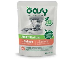 Kačių maistas - Oasy Chunks in Gravy lašiša 85g, 9% Protein, 4% Fat